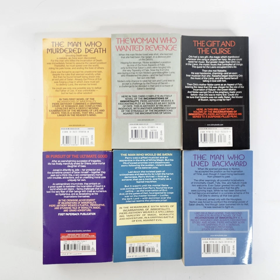 Piers Anthony Incarnations of Immortality Lot of 6 Books Fantasy Series PB - Image 2 of 4