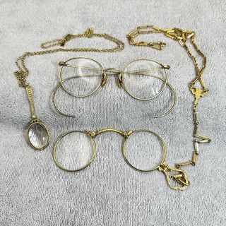 Vintage B&L Bausch Lomb Eyeglasses 12K Gold Filled Lorgnette & Magnifying Glass