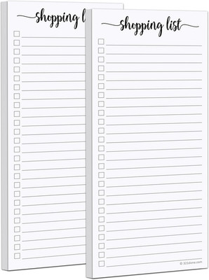 2-Pack Slim Shopping List Notepad, Made in USA - 3.7x8.5, College Ruled, Minimal