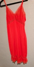 Lorraine Red Full Slip Size 38 Perfect Fitting Vintage Lace Embroidery Nylon 