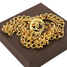 CHANEL Coco Mark double chain belt gold.