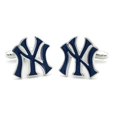 NEW YORK YANKEES CUFFLINKS Baseball Team Fan Blue Enamel NY NEW with GIFT BAG