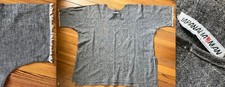 VTG JAPANALIA MAN GRAY CHAMBRAY BLACK WHITE B/W RAW EDGE SLEEVES USA-MADE EUC