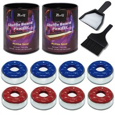 Shuffleboard Pucks Set - 2 1/8" Table Pucks, Wax, Mini Brush & Dustpan