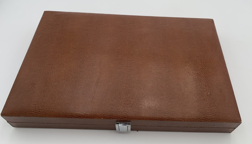 Vintage Backgammon Set in Briefcase Cork Board COMPLETE - Picture 2 of 10