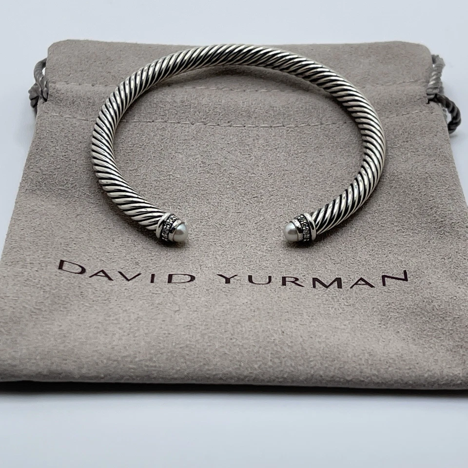 Brazalete David Yurman Cable Classics 5mm Perlas y Diamantes Cable Foto 3 de 4