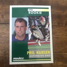 Pinnacle 1991 Phil Hansen #294 Buffalo Bills Rookie Football Card. rookie card picture