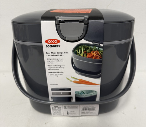 OXO Easy-Clean Compost Bin 1.75 Gallon Gray Kitchen Countertop - 13294600
