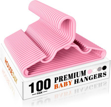 Pink Baby Hangers 100 Pack, Sturdy 11.5" Kids Hangers for Closet  Childrens Han