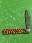 VINTAGE LARGE COLONIAL COKE BOTTLE KNIFE BEAUTIFUL Red COLORED HANDLES