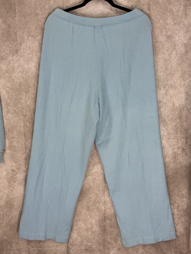 Conjunto de chaqueta St. John 100 % azul cachemir con capucha ribete de piel, pantalones joggers y top M/P - Imagen 22 de 24