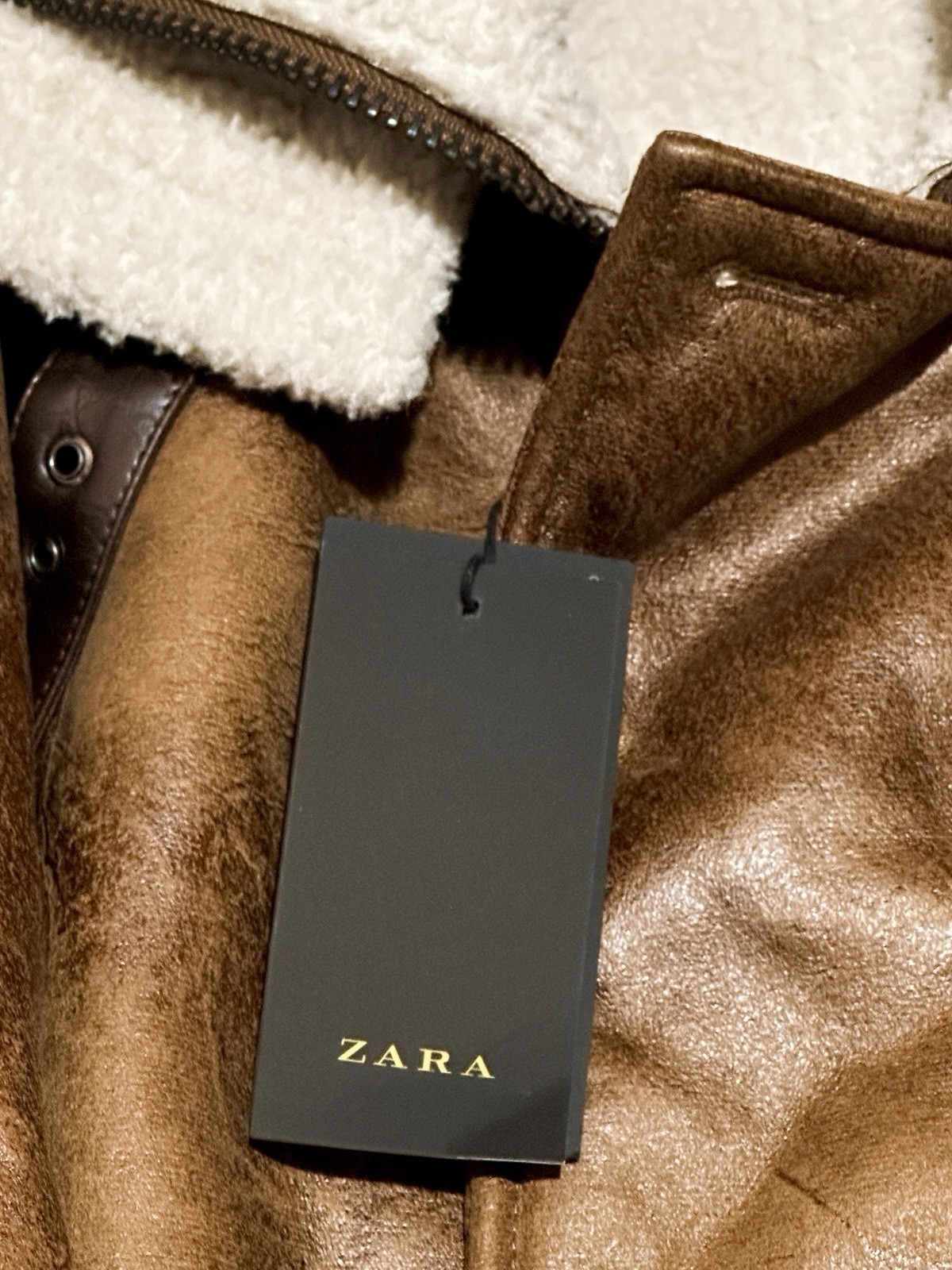 ZARA Men AW18 RARE Oversize Medium Brown DOUBLE-SIDED Jacket Collar Winter Coat image 6