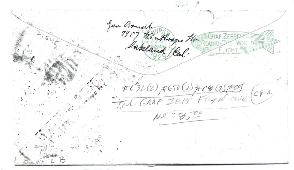 Zepplin Airmail   Aug 25 ,1929 - Image 2 of 2