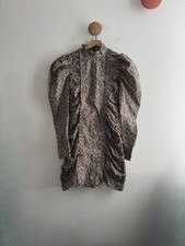 Ganni Floral Puff Sleeve Organic Cotton Poplin Dress Size 36