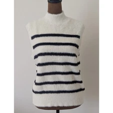 NWOT Bailey 44 Anthropologie Super Soft Fuzzy Striped Sleeveless Vest Tank S