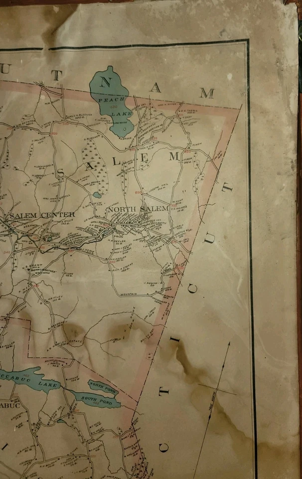 Mapa Poundridge Lewisboro North Salem por Julius Bien 1893 original no es una reproducción Foto 4 de 4