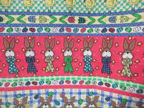 The Whole Country Caboodle Easter Blessings Bunny Chick Eggs Stripe Cotton 1YD - Picture 6 of 10