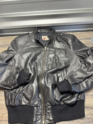 #ad Sears Motorcycle Jacket Leather Men Black Vintage 1970s Biker Steam Punk 52 Xt $109.99