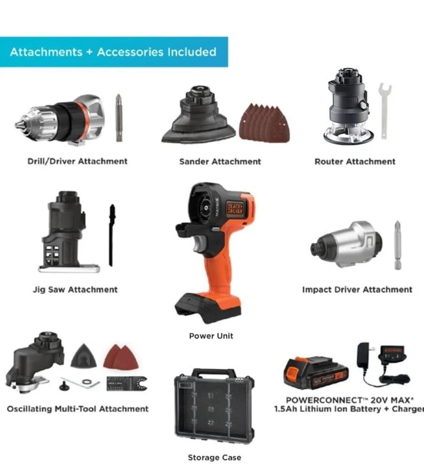 BLACK+DECKER 20V MAX MATRIX Drill, Power Tool Combo Kit, 6-Tool Set, Cordless... - Image 2 of 4