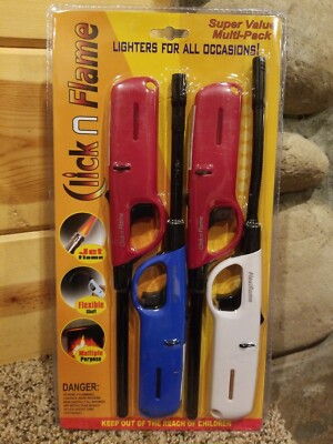4 Pack CLICK N FLAME, WIND RESISTANT, FLEXIBLE SHAFT AND 2 MULTI PURPOSE