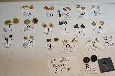 Vtg LOT #24 Miriam Haskell Earrings clip on screwback pierced Many signed Design
