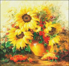 Needlework Crafts Full Embroidery Counted Cross Stitch Kit 14 ct Vase Sunflowers