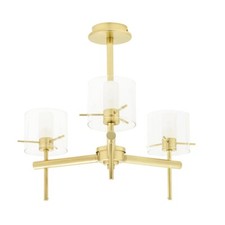 Litecraft Lincoln soffitto bagno semi scarico 3 luci con tonalità di vetro - ottone 