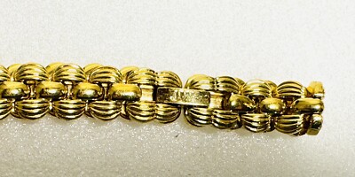 Gold Tone J W Chain Link Bracelet Shiny Classic Vintage