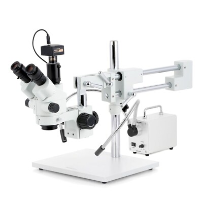 3.5X-90X Simul-Focal Stereo Zoom Microscope + 30W Dual LED Light + 5MP Camera