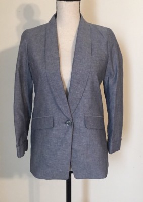 NEW JCREW Petite unstructured blazer in cotton-linen Sz2P Deep Water H6200
