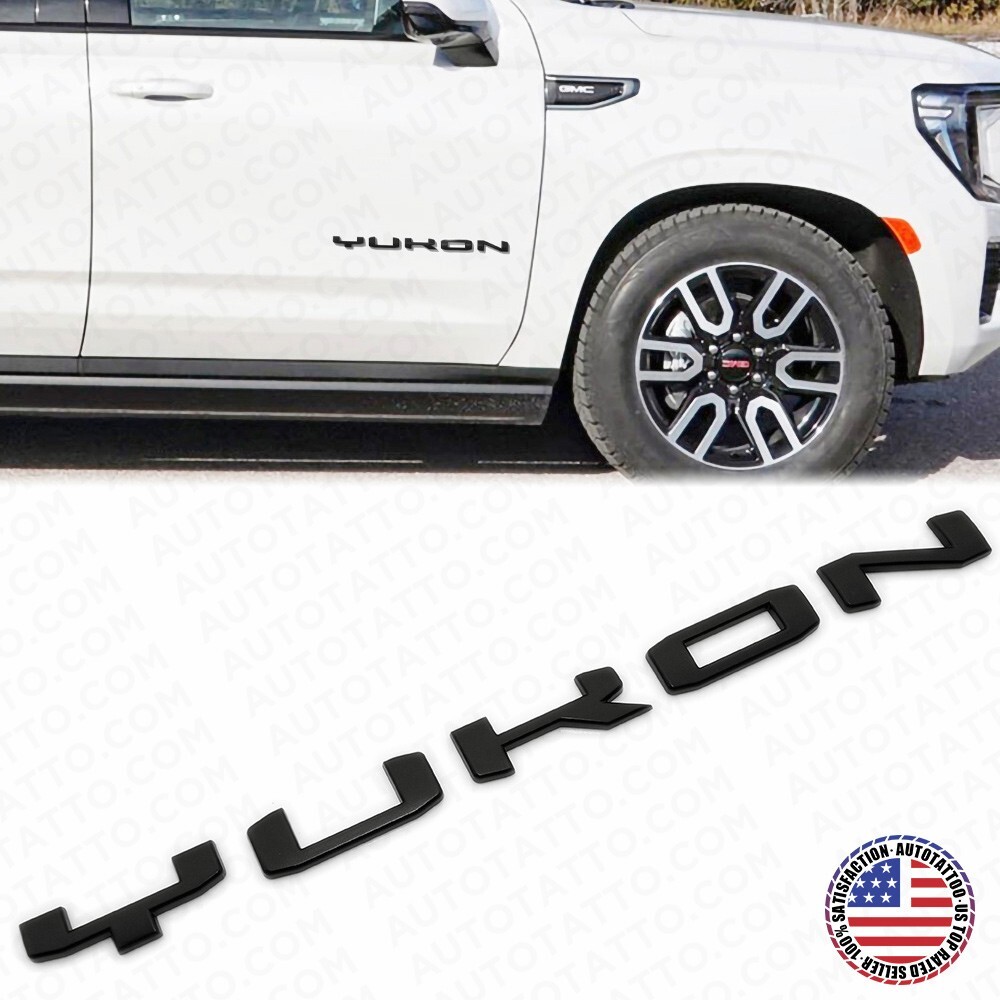 AT4 Badge Emblems 3-Piece In Glossy Black &amp; Red For 2021-2023 GMC Yukon, Sierra, And