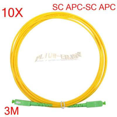 10PCS SC/APC 3M Simplex Mode Fiber Optic Patch Cord Cable SC/APC 3.0mm Jumper