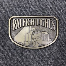 Vintage Raleigh Lights Trucker Belt Buckle Semi Truck Long Haul