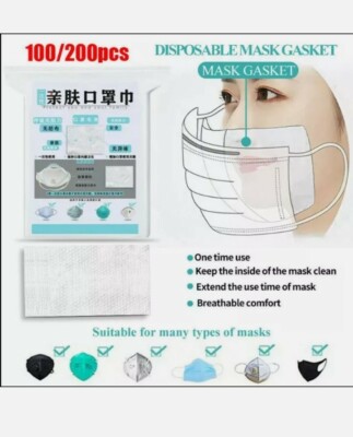 2 x 100 Stück UK Maske Filter Atmung Gesicht Schild Pads Mundbedeckung Dichtung Ersatz