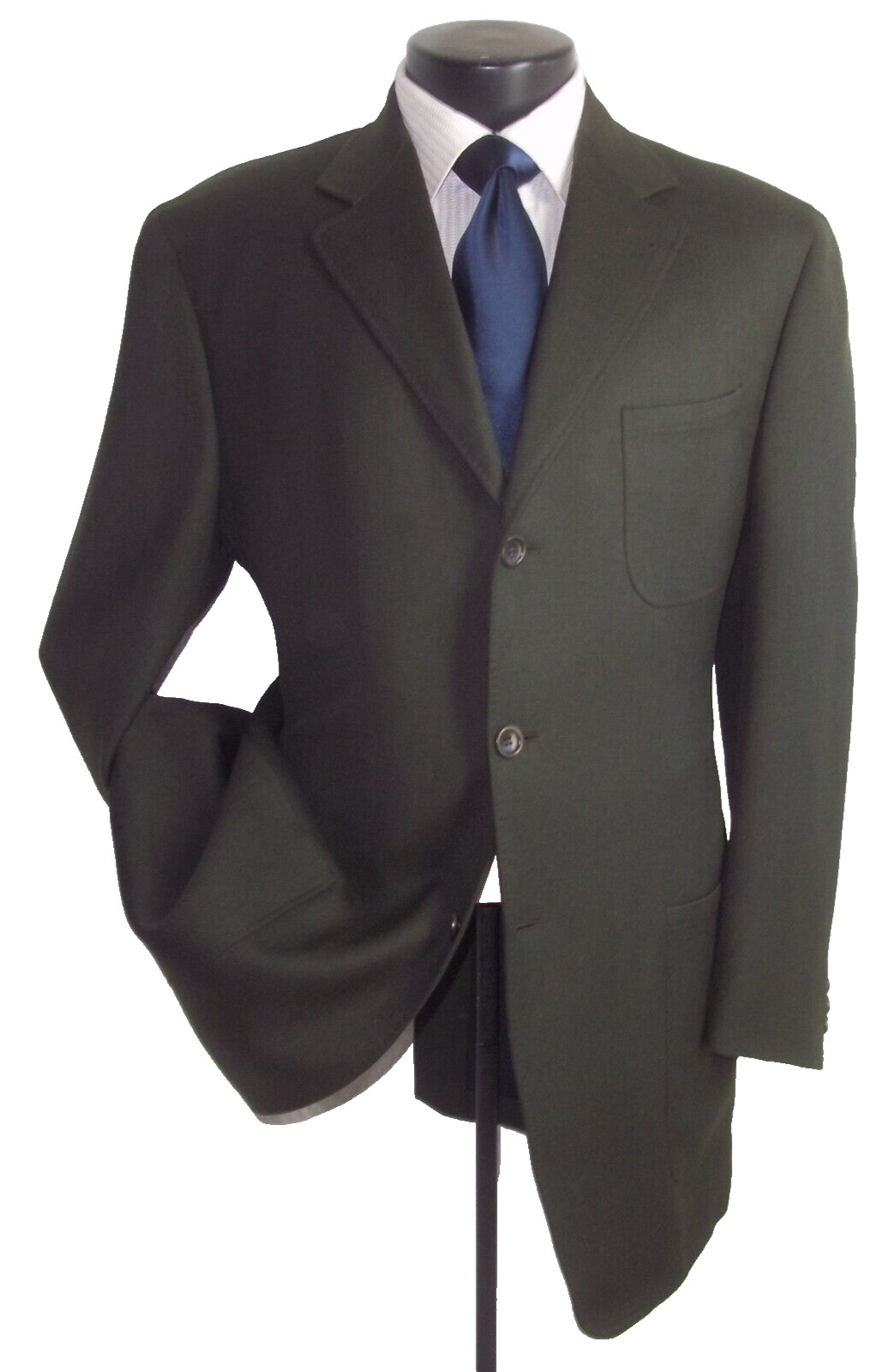 Canali olive green 3button patch pockets double f… - image 1