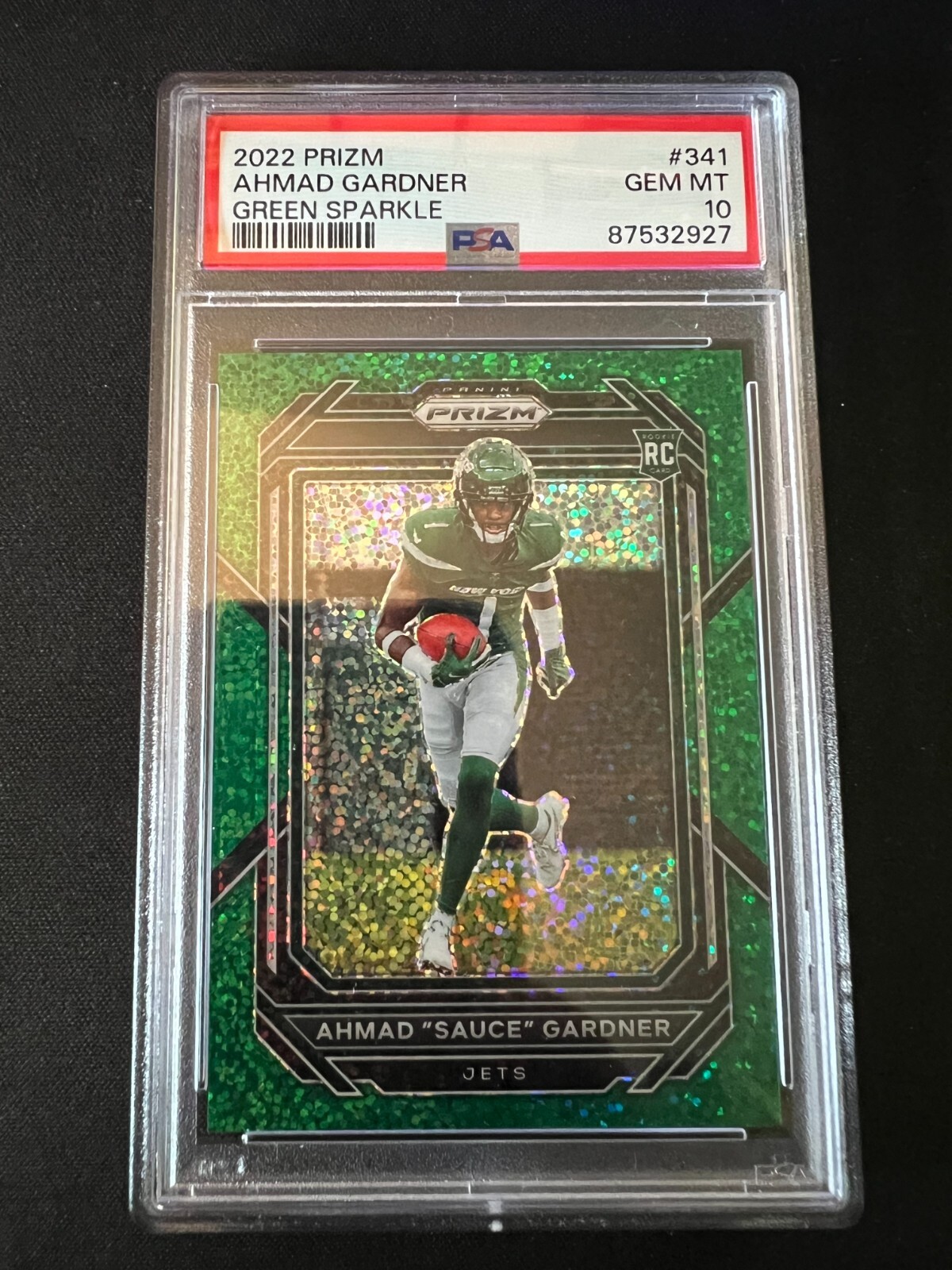 Ahmad Sauce Gardner PSA 10 Prizm Green Sparkle 1/8 Rookie Color Jersey