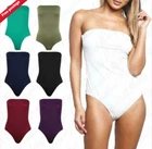 Womens Ladies Sleeveless Boobtube Plain Bodysuit