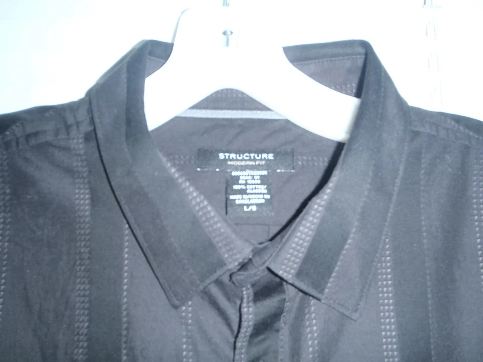 Structure Fitted Mens Dress Shirt Size XL 17-17.5 Bl/GYLong Sleeve Men Casual - Image 3 of 4