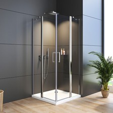 Eckeinstieg Duschkabine Duschabtrennung Eckdusche Glas 185cm Duschwand Duschtür