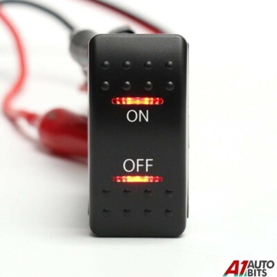 Dashboard In Dash Rocker Switch Red Led 12v 20amp 24v 10amp On-Off 5 ...
