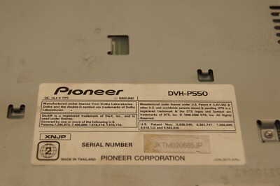 Pioneer Carrozzeria DVH-P550 1DIN DVD/CD/AM/FM/USB/Player with