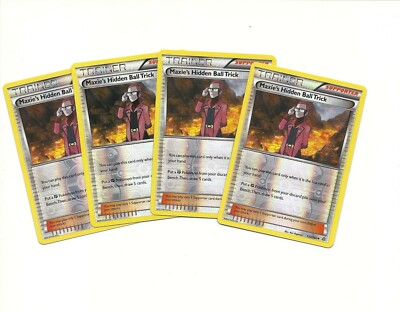 4x MAXIE'S HIDDEN BALL TRICK 133/160 XY PRIMAL CLASH Pokemon Card REV HOLO N/NM
