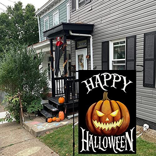 ESTTOP Happy Halloween Gartenflagge – 31,8 X 45,7 Cm, Doppelseitig, Kürbis-Motiv – Perfekt Für Terrasse Und Vorgarten