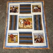 Handmade Toddler/Child Wall Hanging Quilt Blanket Western Horses 50 X 42  Crib