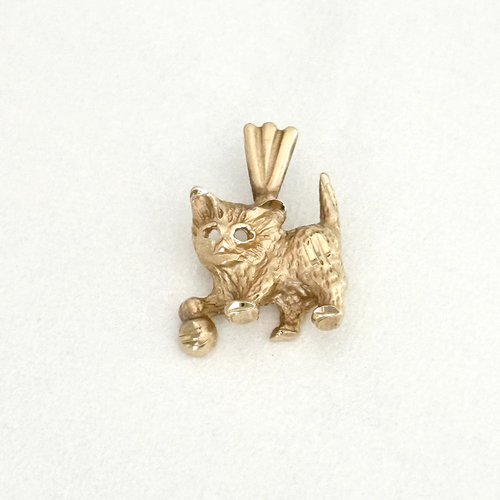 Vintage 14K Yellow Gold Kitty Cat Animal Charm Pendant - 第 1/10 張圖片