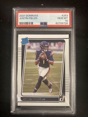 Justin Fields rated rookie サイン NFL カード 2021 Donruss Optic Justin Fields Rated Rookie Card RC #204