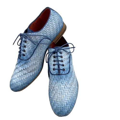 Santoni NWB Dynamic Woven Lace-Up Sneakers Size 7 US 8 in Gray Leather Santoni NWB Dynamic Woven Lace-Up Sneakers Size 7 US 8 in  main image 2