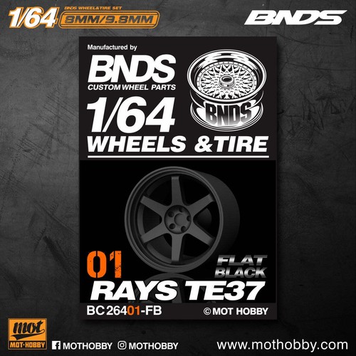 Mot Hobby BNDS . ABS Plastic 1/64 Wheel and Tire Sets - GUN METAL - Select Optio - Picture 17 of 34