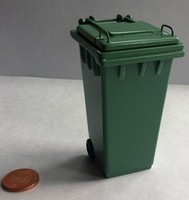 Green Wheelie Bin, Miniature Doll House Garden, Outdoor. 1:12 Scale Green Wheelie Bin, Miniature Doll House Garden, Outdoor. 1:12 Scale