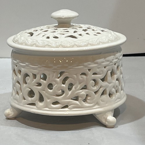 Jewlery Trinket Box Bowl Container with Lid-White Round Porcelain -Vintage - Picture 2 of 10